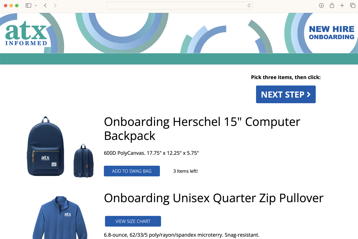 Select Product screen